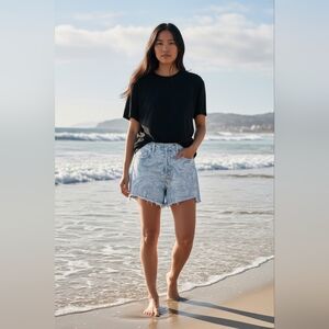 Zara 100% cotton women's size 8 cutoff button front jean shorts EUC